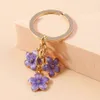 Cute Enamel Keychain Colorful Sakura Flower Key Ring Sweet Car Key Chains For Women Girls Car Accessories Jewelry Gifts