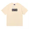Męskie koszulki nowe letnie modne pudełko Kith Posta prosta kolorowy druk wysokiej jakości podwójnej przędzy Bawełniane koszulki z krótkim rękawem dla mężczyzn i kobiet