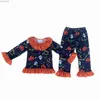 Pyjama Kerstpyjama collectie jongens en meisjes kleding revers lange mouw broek set kerstboom patroon melkzijde stofL231109