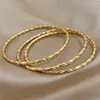 Bangle 3 pcs cor de ouro torção pulseira de aço inoxidável chique clássico tibetano buda dourado empilhado pulseiras para mulheres