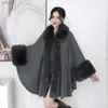 Futra kobiet faux fur miękki luksus Faux Rabbit Fur Płot Cape Long Winter Women Wide Turndown Obroźnia Zakradzenie Kardigan Party Cloak SHL BIGL231109