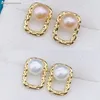 Pendientes de semental Pearls de estilo geométrico simple Mujeres Girls 5-6 mm Joyas regalos de lujo