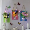 Decoratieve beeldjes Noordse home decor accessoires Macrame Hangende vaas Mooie kamer kunstmatige bloemwand creatieve hangers Craft cadeau