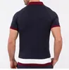 Camisetas para hombre Tallas grandes Hombres Suéter de contraste con costuras de un solo pecho Camisa POLO informal