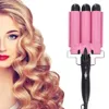 Curling Irons 3 Barrel Curling Iron Wand Temperaturjusterbar splint Keramiska trippelfat hårvävar Bärbar hårjärn Curler 231109