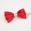 Bow Ties Fashion Simulated Silk Polyester For Men Women Shirt Collar Bowknot Double Layered Solid Brown Bowtie Wedding Neckwear