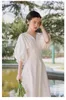 Robes Décontractées Chic Vintage Style Français Lanterne Manches Plissée Slim Taille Col En V Robe Blanche Princesse De Mariage Pour Les Femmes Vestidos Fiesta