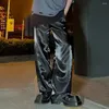 Männer Hosen Metallic Party Nachtclub Breite Bein 2023 Herbst Jugend Trend Lose Satin Glänzenden Anzug Gerade Für Männer