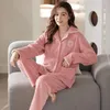 Pijamas femininos pijamas inverno coral velo engrossado e mobiliado quente outono flanela casa pele