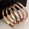 Bangle 2023 Fashion Love Colorful Crystal Stone Square Bracelet Rose Gold Color Stainless Steel Christmas Women Party Gift