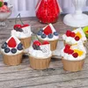 Decoratieve bloemen 6 stuks simulatie nepmodel realistische keuken levensechte decoraties kunstmatige kraft cupcakes muffins beker papieren cupcake