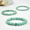 Strand Natural Stone Myanmar Green Jade Women Round Chalcedony Buddha Bead Yoga Bangles Energy Healing Jewelry Gift