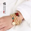 Strand Xizang Sheep Horn Horn Hand String Gourd Lotus Buddha Bead Armband Female Vintage Ethnic Style Accessories grossist