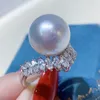 Charm Pearl Diamond Ring 925 Sterling silver Engagement Wedding Band Rings for Women Bridal Promise Birthday Party Jewelry Gift
