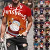 メンズTシャツクリスマスサンタクロースプリントメンズカーニバルパーティー服vantageレッドクリスマスセーター面白い短袖パターンTシャツ