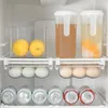 キッチンストレージ冷蔵庫引き出し卵ボックスオーガナイザーパントリーフリーザー用の透明冷蔵庫ビン容器