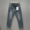 Calças designer masculino fino encaixe nova marca na moda versátil calças retas bordado acolchoado marca rasgada calça vintage moda masculina 786