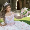 Luxo pérolas contas querida quinceanera vestido 2024 flores apliques aniversário vestidos de baile doce 16 vestido espartilho