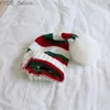 Suefunskry Bonnet tricoté de Noël pour l'hiver chaud à rayures pour temps froid avec pompon pour enfants et adultes YQ231108