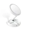 Miroirs compacts pliable avec chargeur USB ou batterie LED miroir de maquillage blanc miroir cosmétique avec lumière miroirs de table grossissants 10X 231109