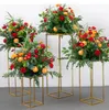 Gold Flower Vase Floor Vases Column Stand Metal Road Lead Wedding Table Centerpiece Flower Rack Event Party Decorat