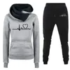 Zweiteilige Damen-Hosen, Damen-Trainingsanzug mit Buchstaben, 2 Outfits, lässig, langärmelig, Pullover, Sport-Set, Sweatsuits, Herren-Kapuzenpullover, Jogginghose, Schweiß