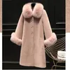 Damesbont Imitatiebont Herfst Winter Imitatie Schapenfleecejas Dames Halflang Imitatie Vosbontkraag Loskorrelfleece Imitatiebontjas Roze 231109