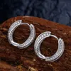 High Quality White Yellow Gold Plated 925 Sterling Silver Full CZ Twisted Earrings Hoops for Men Women Punk Hip Hop Jewelry Gift