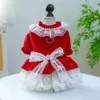 Dog Apparel Charming Dog Princess Dress with Bow and Lace Decorative Breathable Mesh Panel Chihuahua Puppy Apparel 231109