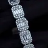 Gioielli Hip Hop di moda 7mm 10mm sterling Sier VVS Baguette Moissanite diamante ghiacciato zucchero braccialetto tennis per uomo
