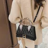 2024 NY DESIGNER Women's Crossbody Shoulder Korean Diagonal Cross Red Small Square Diamond Gitter Embroidered Thread Chain Armpit Bag