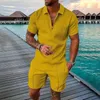 Fatos de treino masculino moda zip polo suor ternos homens duas peças shorts conjunto roupa verão treino moletom ropa conjuntos para hombres