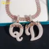 Lysande smycken Sier Rose Gold Fullt Iced Out VVS Moissanite Diamond Custom Initial Letter Pendant med halsband