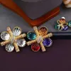 Brooches Medieval Vintage Jewelry Court Style Ear Clip Brooch Women's Corsage Micro Inlaid With Zircon Pins Decorative Suit