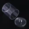 Bath Accessory Set 4 Pcs Cotton Pad Dispenser Clear Holder Container Lid Flossers Round Qtip Canister Makeup