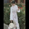 Etnische kleding herfst/winter cheongsam 2023 dikke retro pluche kraag elegante grote mouwen jong meisje verdikte Chinese stijl jurk in