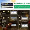 Luzes de parede solares LED luz solar poderosa luz de parede com sensor de movimento ao ar livre à prova d'água holofotes super brilhantes para porta frontal garagem jardim rua q231109