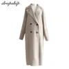 Wollmischungen für Damen, Winter, Beige, elegante Wollmischung, koreanische Mode, schwarze lange Mäntel, Vintage, minimalistischer Wollmantel, Kamel, Übergröße, Oberbekleidung 231109