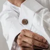 Fontes de festa abotoaduras personalizadas masculinas de madeira boutique camisa manga tachas com tampa magnética caixa presentes padrinhos de casamento