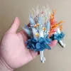 Flores decorativas mini buquê seco boho masculino casamento noivo e padrinhos corsage dama de honra rústico aniversário jantar cerimônia