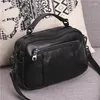 Sacos de noite Marca Moda Sling Boston Bolsa De Luxo Designer Bolsa Mulheres Genuínas De Couro Casual Lady Girl Preto Ombro Crossbody