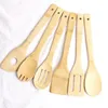 Cuillères à soupe en bois écologiques cuillère en bambou spatule 6 Styles ustensiles de cuisine tourneurs support de mélange fendu pelles C450