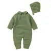 Rompers baby bodysuits födda romper baby pojkar flickor kläder stickade jumpsuits hattar 2 st -set höst vinter spädbarn kläder barn bär 230408