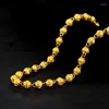 Wisiorki luksus 24 -krotnie żółte złoto plisowane kulki z koralikami dla kobiet w stylu vintage łańcuch obojczyka nie zniknął w rocznicy biżuterii w rocznicę ślubu