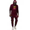 Tute da uomo Set Hip Hop Bunny Grafica stampata Plus Fleece Moda Felpa con cappuccio da uomo Felpe con cappuccio Felpe + Pantaloni Pantaloni sportivi Abiti casual DGZR