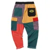 Herrbyxor "Tillbaka till 90 -talet" Patchwork Color Block Corduroy Pants Hip Vintage Cargo Harem Pant Streetwear Harajuku Retro Jogger Sweatpant 231108