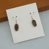 Dangle Lustre Crochet Pierre Véritable Plaqué Or 18 Carats Couleur Noire Druse Dangles Boucles D'oreilles Bijoux Lettre Cadeau Avec sac à poussière gratuit