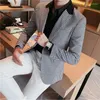 Men's Suits British Style Slim Elegant Fashion Business Casual Dress Tuxedo Spliced Collar Plover Case