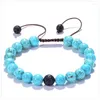 Strand natural multi-pedra lava fosco howlite contas tecer corda de náilon artesanal 8 mm redondo frisado pulseira para unissex mulher homem jóias