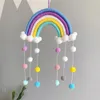 Decorações de Natal INS Estilo Rainbow Nuvens Tapeçaria Bola de Feltro Macrame Decoração de Suspensão de Parede Quarto Infantil Pendurado Ornamento Varanda Decoração de Parede de Casa 231109